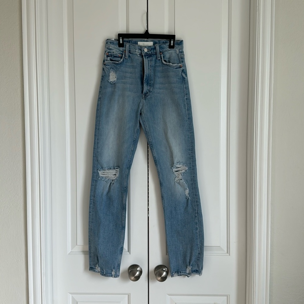 MOTHER HIGH WAISTED RIDER SKIMP - THE CONFESSION JEAN DISTRESSED GENTLY USED